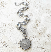 Silver French Coin Necklace with Silver Details & Freshwater Pearl- 2 Options