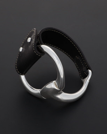  Snaffle Bit Black Leather Cuff