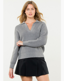  Heather Waffle V-Neck Sweater