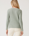 Sage Waffle Knit Twist Front Crew