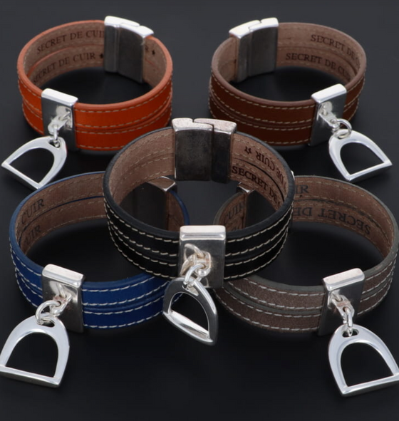 Leather Stirrup Double Wrap Cuff- 4 Colors