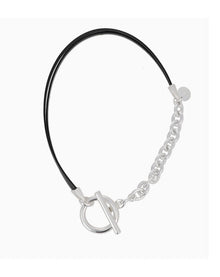  Leather Curb Chain Necklace - 2 Colors