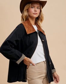  Corduroy Collar Cotton Barn Jacket