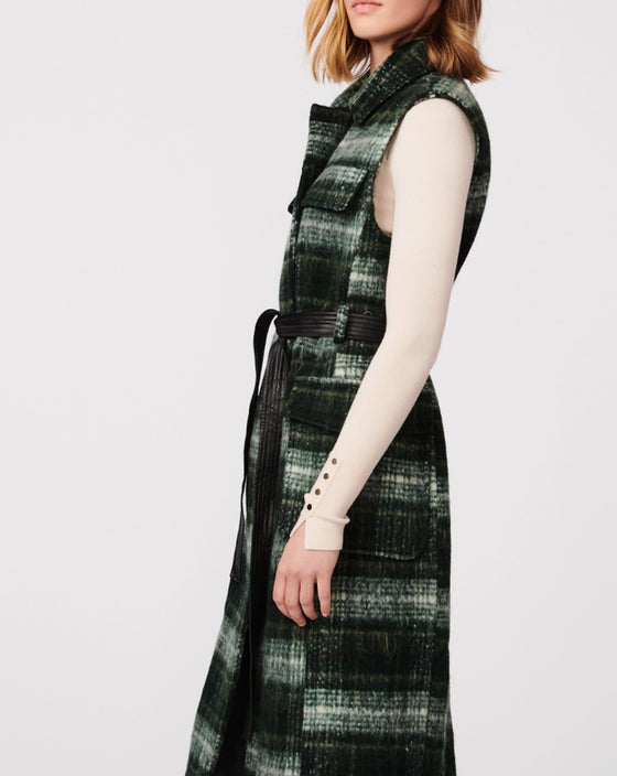 Long Plaid Wool Vest