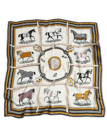  Medallion Horse Print Silky Scarf