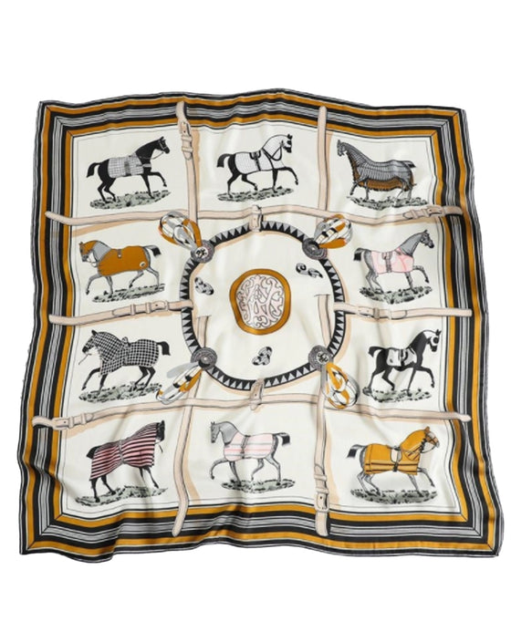 Medallion Horse Print Silky Scarf